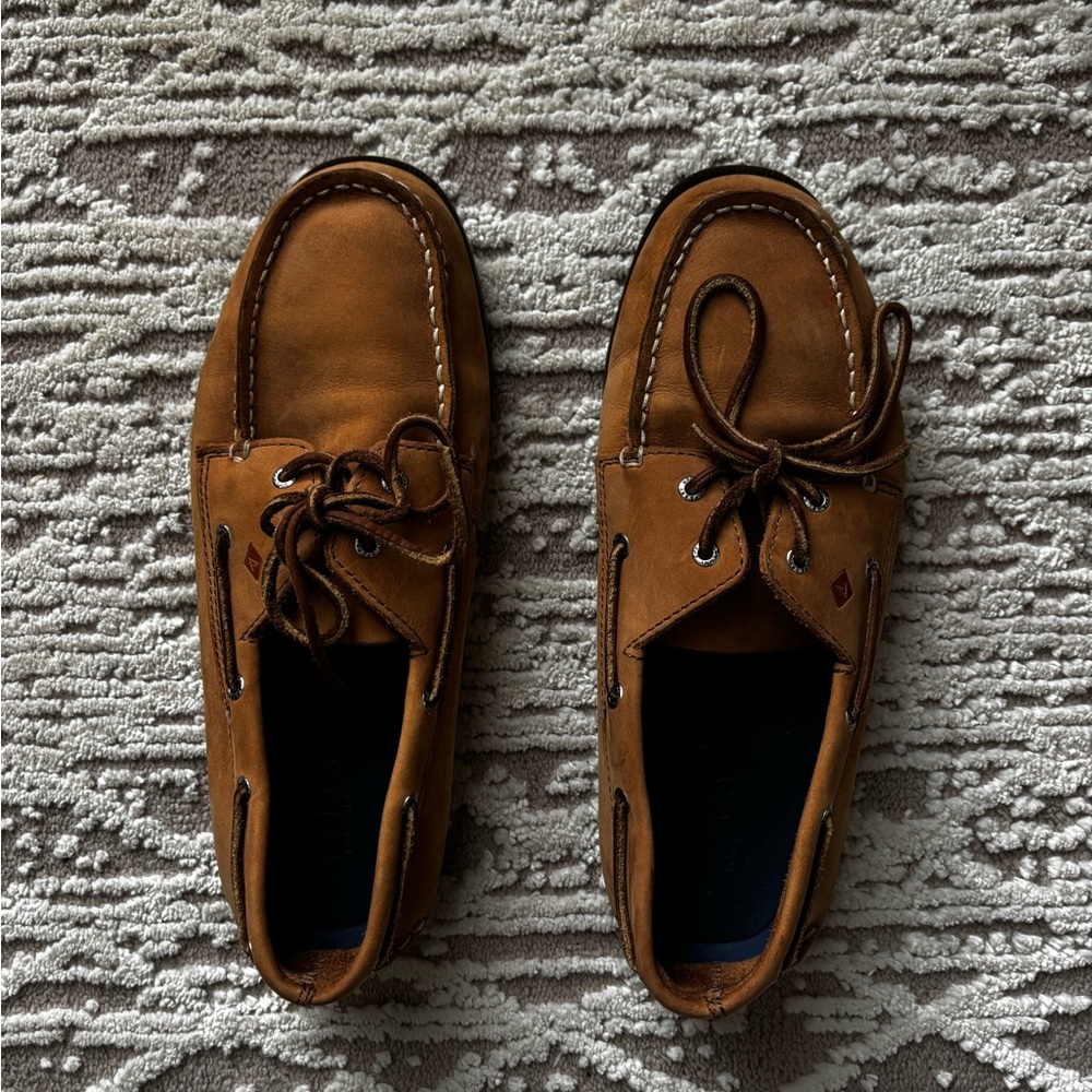 Brown Leather Sperry Boys Boat Shoes